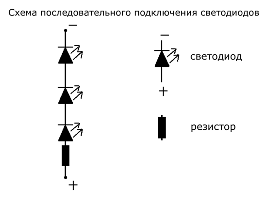 Схема последовательного подключения светодиодов