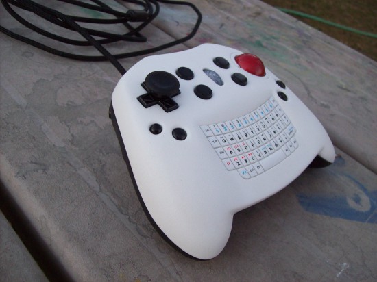 Side view of the KeyBall Controller V2 with the stick attached
