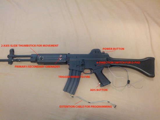 Left side view of the game controller and its parts