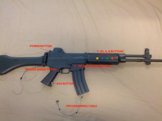 Right side view of the game controller and its parts