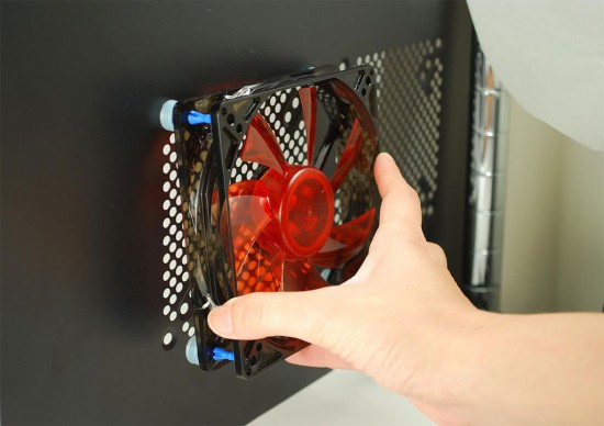 Installing a fan with the help of Magnetic Pin mounts