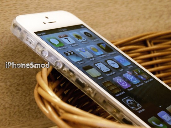Общий вид смартфона iPhone 5 в прозрачном корпусе